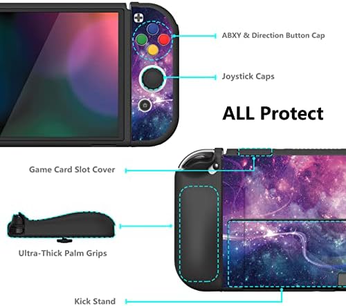 ערכת מקרה מגן על PlayVital עם כיסוי עגינה למתג Nintendo OLED - גלקסי סגול