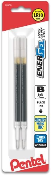 פנטל מילוי דיו-עבור אנרג 'ל ג' ל עט 1.0 ממ מתכת טיפ, מודגש, שחור דיו 2 חבילה