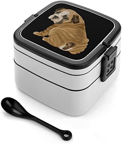 הדפס כלב חמוד של Shar Pei הכל בקופסת בנטו אחת מיכל ארוחת צהריים למבוגרים עם כף לבית ספר/עבודה/פיקניק