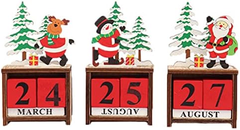לוח שנה לשולחן העבודה של PartyKindom לוח השנה של לוח השנה- עיצוב שולחן עבודה מעץ לחג המולד, לוח השנה של סנטה