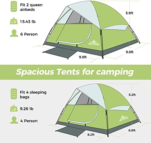 אוהל קמפינג ארקדיוויל 6 אנשים, אוהלים משפחתיים אטומים למים ועמידים לרוח לקמפינג, חיצוני נסיעות, הגדרה