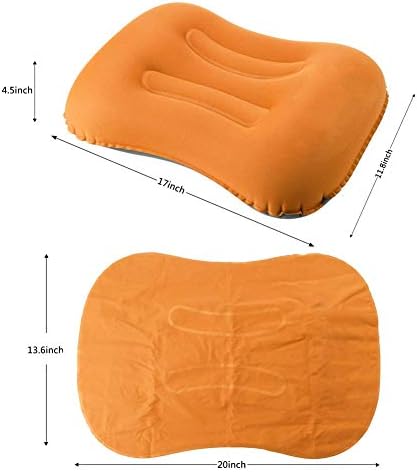 Sunyao Ultralight Liftable Camping כריות - דחוס, קומפקטי, מתנפח, נוח, כרית ארגונומית לתמיכה בצוואר ומותני