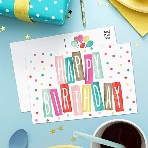 סוויצר & מגבר; חבילת גלויות יום הולדת שמח אורנג 4 איקס 6 גלויות לילדים ומבוגרים. כרטיסי הערה של 300 גרם. יום הולדת