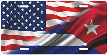 דרלקס חצי אמריקאי חצי דגל קובני לוחית רישוי קדמית אלומיניום לוחית רישוי מתכת תגי מכונית רכב חידוש שלטי