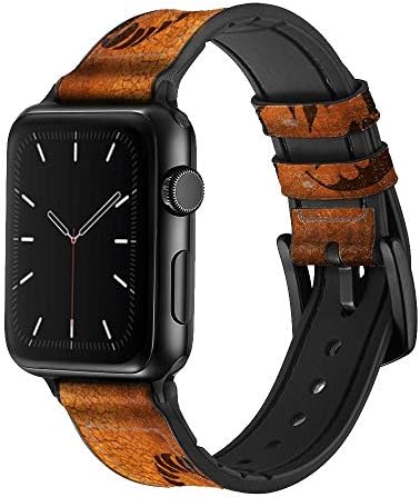 CA0088 עקרב עור קעקוע עור וסיליקון רצועת רצועת שעונים חכמה עבור Apple Watch Iwatch Size 42 ממ/44 ממ/45 ממ