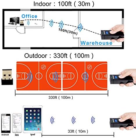 סורק ברקוד Bluetooth נייד, Symcode 1d Mini Wireless Wireless CMOS CMOS קורא סורק ברקוד עבור POS/Android/iOS/IMAC/iPad