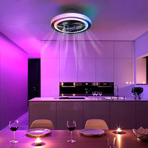 מאווררי תקרה של Cutyz עם מנורות, מאווררי תקרה שקטים עם אורות RGB מאווררי תקרה מעומעים עם מנורות ושלט