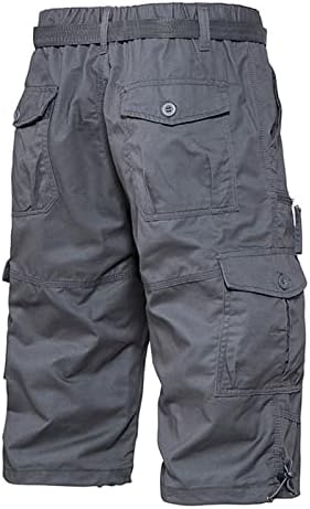 מכנסי מטען לעבודה בגברים אמצע המותן המותן רב-כיס מכנסיים קצרים ספורט ספורט מכנסי קפרי טיולים מכנסיים דיג