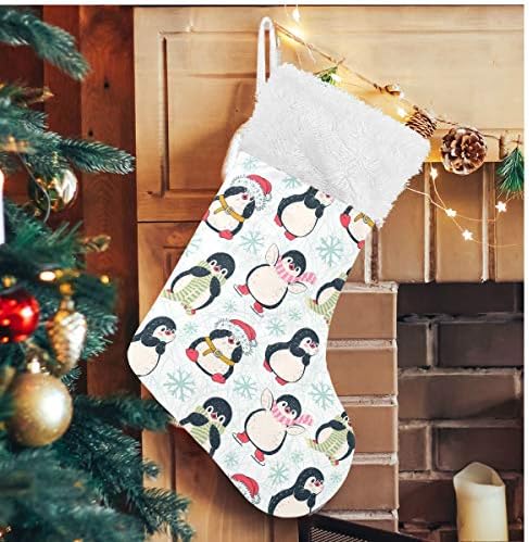 גרבי חג המולד של Alaza פינגווינים חמודים עם פתיתי שלג קלאסיים קישוטים לגרביים גדולים בהתאמה אישית