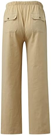 מכנסי פשתן לנשים Kcjgikpok, מכנסי מכנסי פשתן מפותחים אלסטיים רגילים.
