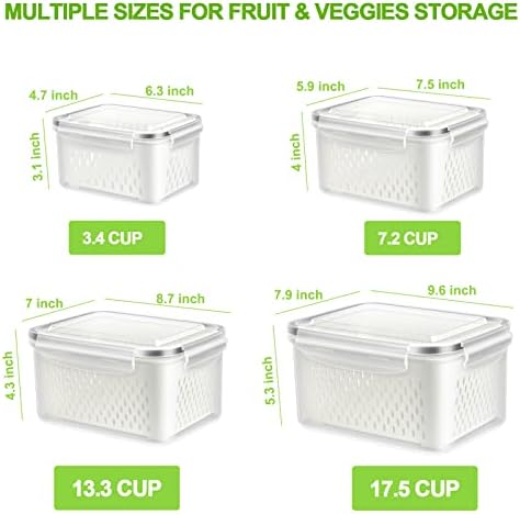 מיכלי אחסון ירקות פירות למקרר-4 מארז גדול תוצרת שומר מכולות מקרר ארגונית פחי, פלסטיק לייצר שומרי עם