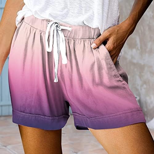 מכנסי שרוך מזדמנים לנשים 2023 מכנסי קיץ מכנסיים קצרים מותניים אלסטיים גבוהים מכנסי חוף עם כיסים