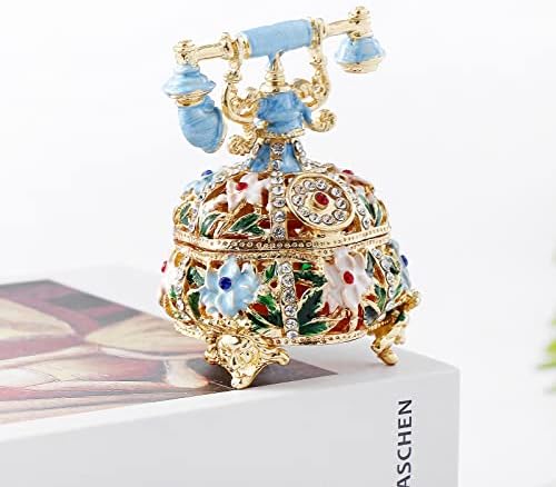 קופסאות תכשיטים תלויות טלפוניות כחולות ingbear, מתנה ייחודית ליום האם, קופסת תכשיטים אמייל