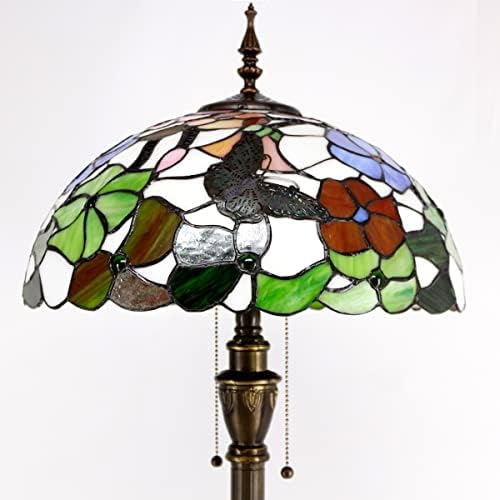 מנורת רצפת ז'ארט טיפאני, צל ויטראז 'בסגנון פרפר, בסיס צבע ברונזה 7 קג, גובה 70 סנטימטרים, מתאים לסלון,