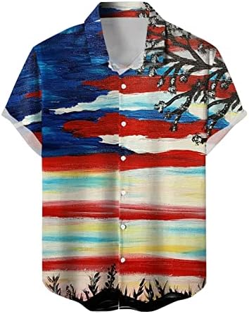 קיץ חולצות לגברים גברים של מזדמן אמריקאי עצמאות יום הדפסת טלאי הדפסת חולצה קצר קטן חולצות עבור