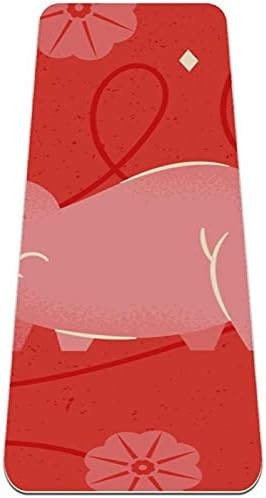 זיבזה ורוד קריקטורה חזיר אדום פרחוני דפוס פרימיום עבה יוגה מחצלת ידידותי לסביבה גומי בריאות & מגבר; כושר