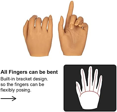 סיליקון עיסוק ידיים לציפורניים בגודל טבעי בובת נשי דגם תצוגת ידיים שווא נייל אצבע נייל אמנות אימון פו יד ססגוניות