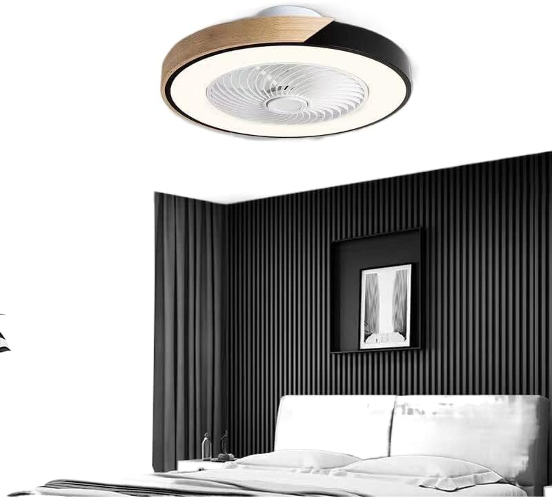 מאווררי chezmax LED עלים בלתי נראים עלים אורות מאוורר תקרה דקיקים במיוחד לעמעום עמעום שלט רחוק מודרני