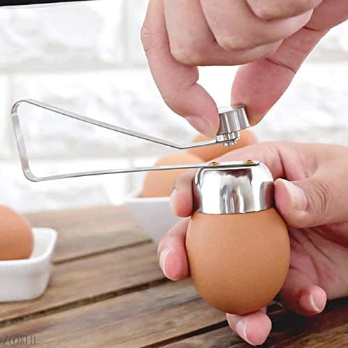 נירוסטה ביצת קרקר כלי-כף יד ביצת קרקר מחזיק מיכל ביצת טופר קליפת ביצה חותך - כפול ביצת פותחן טופר חותך-ביצת