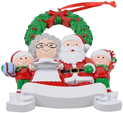 נכדים עם סבים אישית חג המולד קישוט-משפחה של 4 קישוט - בעבודת יד סנטה וגברת קלאוס עם גמדים עץ דקור