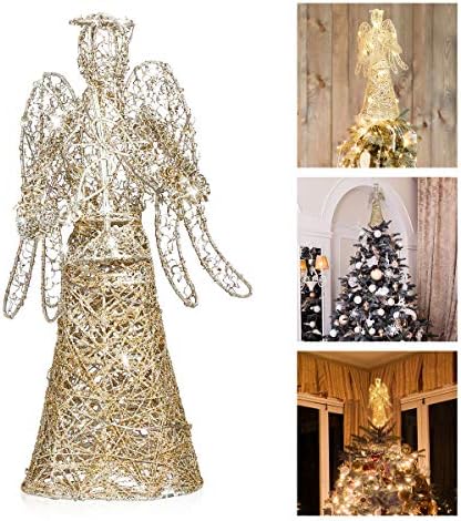 עץ סנטה טופר קישוטים לחג המולד חג המולד מלאך צמר צמרת אופנה אופנה זהב עץ חג המולד טופר סוללה מופעלת