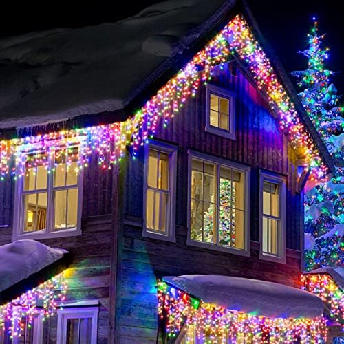 חיזבג'יטי אורות חג המולד קישוטים חיצוניים, 1600 LED 164ft 8 מצבים טיפות גשם פיות מיתרים אורות וילון