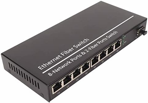 ממיר מדיה Ethernet סיבי Vingvo, עד 120 קמ מתג סיבים של Gigabit Ethernet 1 יציאה אופטית 8 יציאת חשמל