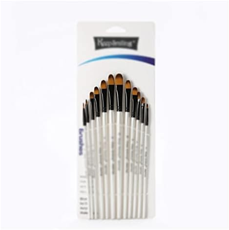 מברשות ניילון של TREXD 12 מברשת מוט עץ לבנה מוטות עץ צביעה על צביעת עט שמן מברשת מברשת