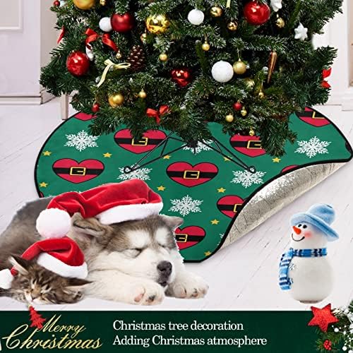 מחצלת עץ חג המולד Visesunny Heart Santa Flakeggreen דפוס עץ עץ עמד