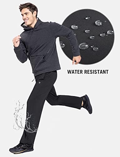 מכנסי טרנינג עמידים למים עם פליס לגברים עמידה במים חורף אימון אתלטי מכנסיים חמים תרמיים עם כיסי רוכסן
