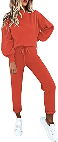 FixMatti לנשים 2 תלבושות תלבושות שרוול ארוך סווטשירט סווטשירט ג'וג'ר מכנסיים