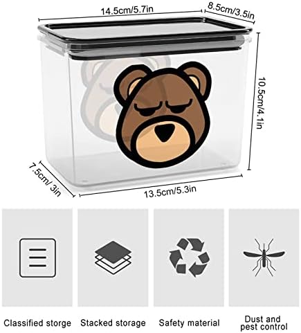 דוב ראש אחסון מכולות ברור פלסטיק תיבת עם מכסים לשימוש חוזר פחי מטבח דגנים חטיפים יבש מזון ג ' לי שעועית