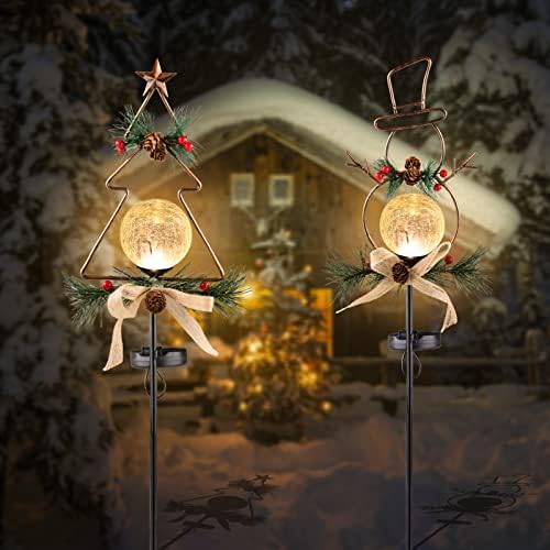 קישוטי חג המולד חיצוניים של ברונזה מתכת עם גלובוס זכוכית פיצוח, אורות חג המולד תפאורה חיצונית