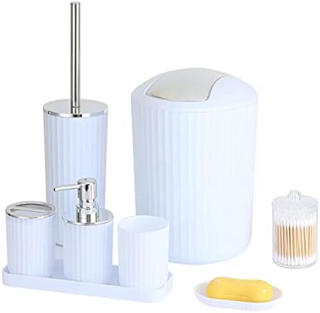 סט אביזרי אמבטיה, סט מתנות פלסטיק עם 8 חלקים, מחזיק מברשת שיניים, כוס מברשת שיניים, מתקן סבון, צלחת