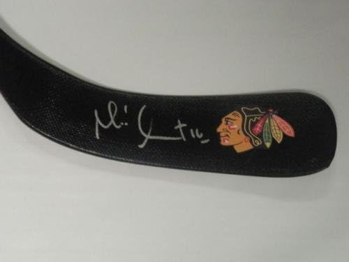 מישל גולט חתום הוקי מקל שיקגו בלקוהוקס גביע סטנלי גביע חוף COA - מקלות NHL עם חתימה