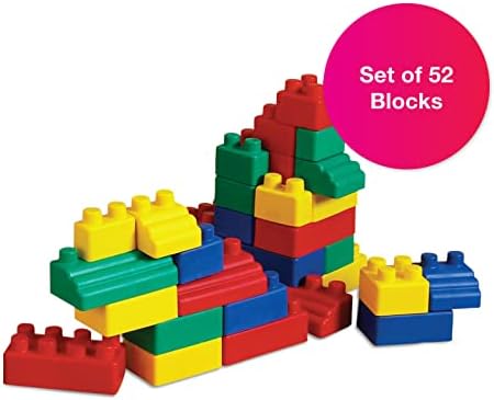 חסימות לתינוקות רכים של Edushape, 52 חלקים - בלוקי ערמה צבעוניים תוססים לבנייה ולמידה - משחק חינוכי בלוקים רכים