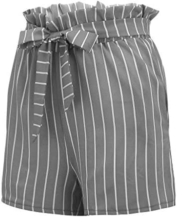 IYYVV נשים פס דפסת כיס תחבושת מותניים גבוהה מכנסיים קצרים אלסטיים קלים