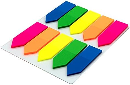דגלי חץ דביקים צבעוניים סמני עמוד כרטיסיות אינדקס, 0.5 איקס 1.7 ניאון מקל עצמי צבעוני בהיר נשלף מקל זה אינדקס