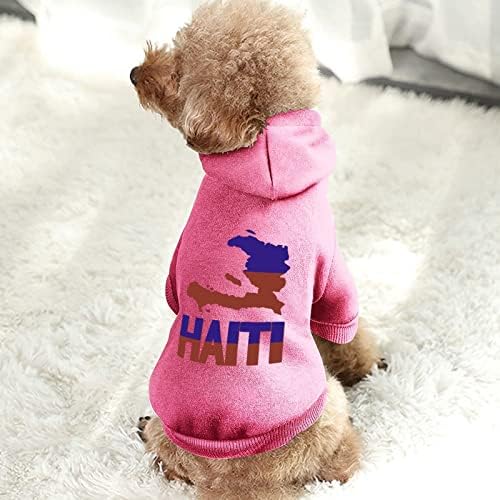 דגל מפה של האיטי בהתאמה אישית קפוצ'ונים עם כלבים מחמד רכים בגדי כלבים נעימים נעימים סוודרים מחמד נושמים