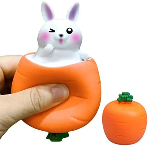 צעצוע מתח מהנה, 3 מחשבים סוחטים גזר צעצועי ארנב צעצועי מסיבות חומרי מילוי לחץ להקל על צעצועים לקשק