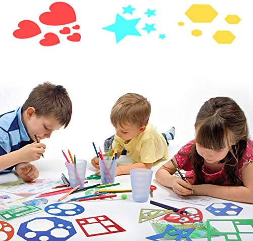 10 חתיכות גיאומטרי צורות שבלונות תבנית סט לילדים ילדי ציור קרפט, פשוט צורות צבעוני ציור שבלונות