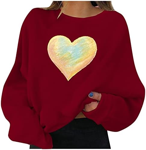 יום האהבה המזדמן של נשים אהבה מודפסת סוודר צוואר עגול