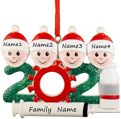 משפחת קישוטי עבור זיכרון 2021 משפחה של 4 עץ חג המולד קישוט חג המולד מתנה עבור משפחה, חברים, עמיתים