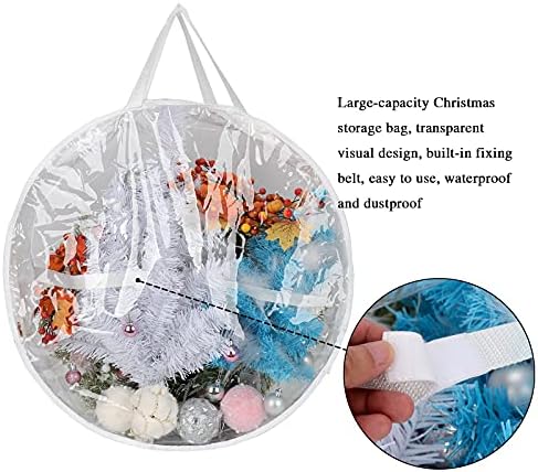 תיק אחסון זר חג המולד 2 מארז, מיכל תיק יומיומי שקוף בגודל 30 אינץ 'עם ידית כפולה עם רוכסן ומחוזקת לזרי