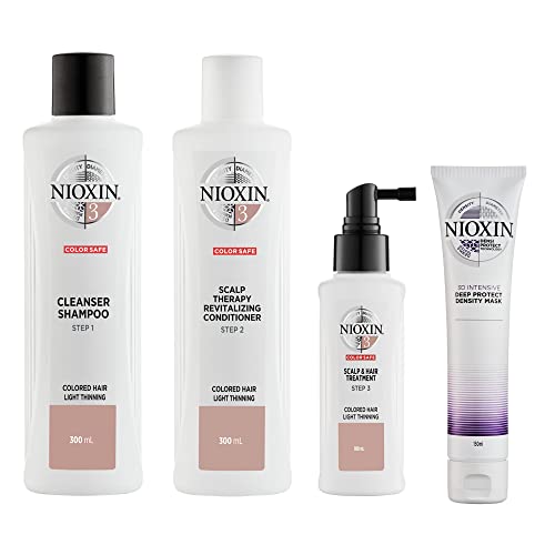 ערכת מערכת Nioxin 3, טיהור, מצב, וטיפול בקרקפת לשיער עבה וחזק יותר, אספקת 3 חודשים + מסכת צפיפות הגנה