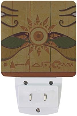 2 מחשב התוספת הוביל לילה אורות עם עתיק מצרי הירוגליף לילה מנורות עם חשכה לשחר חיישן לבן אור מושלם עבור