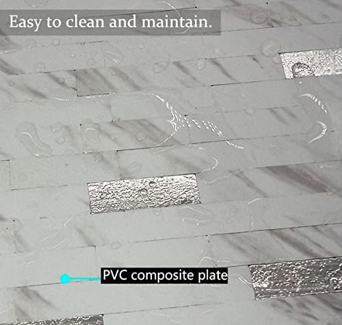 YMMXGE קליפות 10 גיליונות ומקל אריחי שיש אבן, מדבקת קיר מתכת PVC למטבח 9.74 מר.