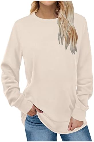 חולצות סוודר שרוול ארוך לנשים, אופנה מזדמנת של נשים עגול צוואר עגול סוודר שרוול ארוך סוודר סוודר חלבון חולצה