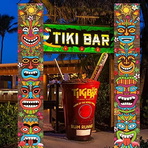 ואאו מסיבת קישוט טיקי הוואי באנר, הוואי מסיבת אספקת קישוט אלוהה סימן מבורך, טיקי בר דלת באנר טרופי טיקי טוטם