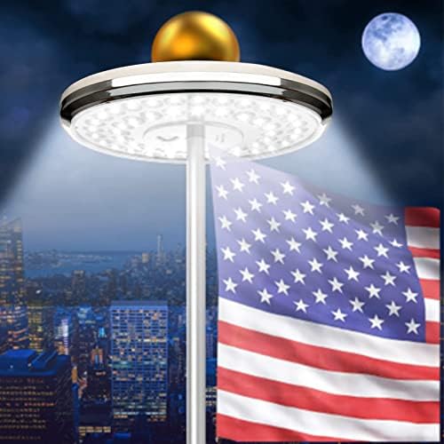 מוט דגל אור סולארי מופעל, 48 אור דגל LED אור מוט לרוב עמודי הדגל של 15 עד 25 רגל 0.5 אינץ 'צירי דגל